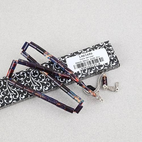 S�kma Kehribar Alpaka P�sk�l Kesme Kesim 6x10.5mm Tesbih