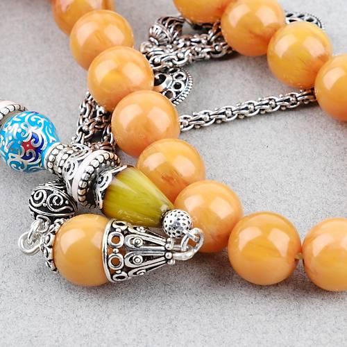 Skma Kehribar zel Gm Nak leme mame 925Ayar Gm Pskl Kre Kesim 13mm Tesbih