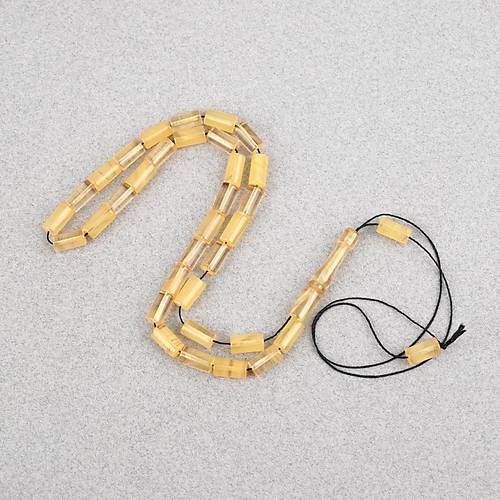 Skma Kehribar  Bilek Boy Kesme Kesim 5.5x10mm Tesbih-effaf Sar