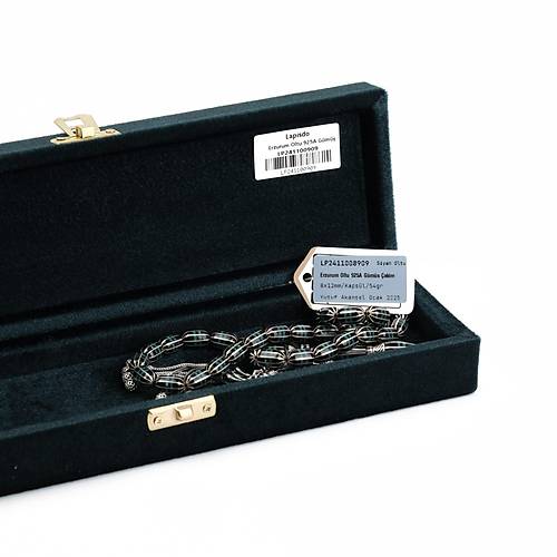 Erzurum Oltu 925Ayar Gm Pskl 10 Yarma Katalin leme Nakka Imame Kapsl Kesim 8x12mm Tesbih