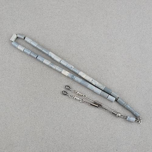 S�kma Kehribar Kesme Kesim Alpaka P�sk�ll� 6x10mm Tesbih