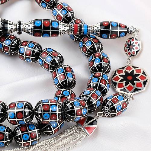 Erzurum Oltu 925Ayar Gm lemeli Nakka mame Gm Pskl Kapsl Kesim 13x15mm Tesbih