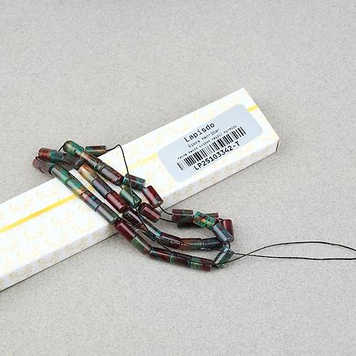 S�kma Kehribar Kesme Kesim 6x10mm- Ye�il- K�rm�z� P�sk�ls�z