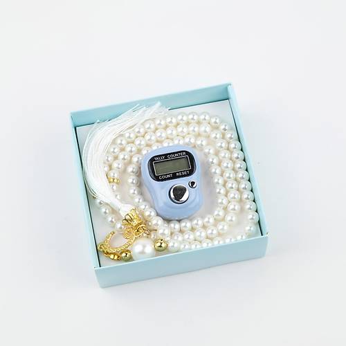 Zikirmatik Elektronik Tesbih ve 99luk Namaz Tesbih Seti -Gk Mavi