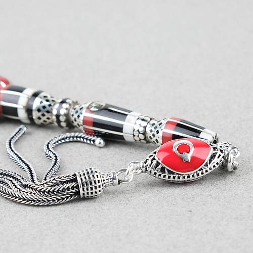 Erzurum Oltu 8 Yarma Katalin leme 925Ayar Gm Pskl, lemeli Nakka mame Kapsl Kesim 8x12mm Tesbih