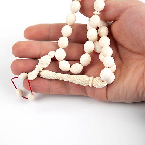 Fildi�i Kalem ���ilikli �mame /Hitame Beyzi Kesim 10.5x13mm Tesbih (51gr)
