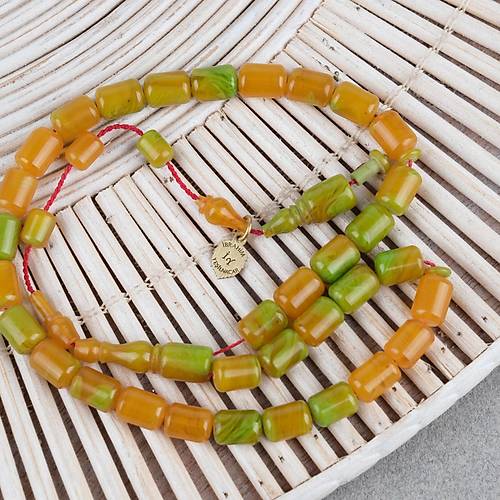 S�kma Kehribar Usta ��i �mzal� Bilek Boy Kaps�l Kesim 6x8mm Tesbih