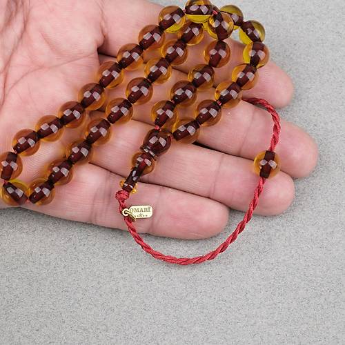 Omari Ate� Kehribar K�re Kesim Oturtma �mameli Sistemli 9mm Tesbih