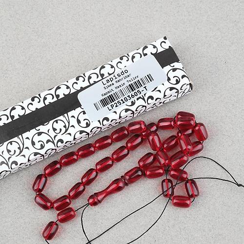 S�kma Kehribar Kaps�l Kesim 7x11mm Tesbih P�sk�ls�z K�rm�z�