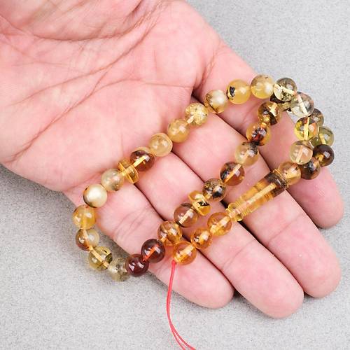 Damla Kehribar Bilek Boy K�re Kesim 7.5mm Tesbih