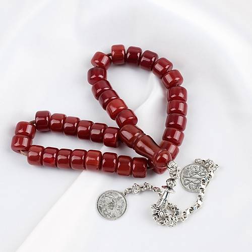 S�kma Kehribar Alpaka P�sk�l Tekerlek Kesim 13x9.5mm Tesbih