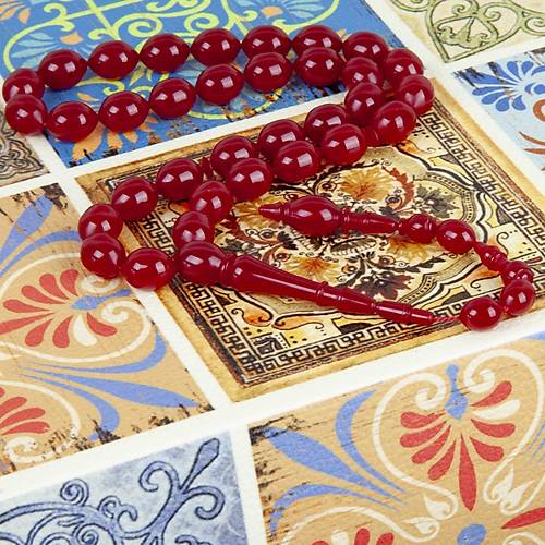 Katalin ubuk Beyzi Kesim 9x11.5mm Tesbih -Fuya Krmz -brahim Atasever Usta i