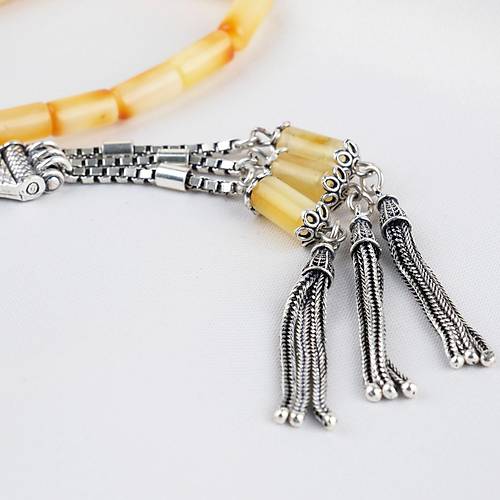 Rus Kaya Damla Kehribar 925Ayar G�m�� P�sk�l Kesme Kesim 5x10mm Tesbih