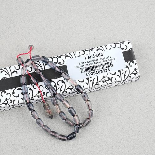 S�kma Kehribar Kaps�l Kesim Sistemli Bilek Boy 5x8mm Tesbih Gri