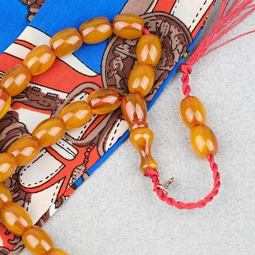 Omari S�kma Kehribar F��� Kesim Oturtma �mameli Sistemli 9x11mm Tesbih