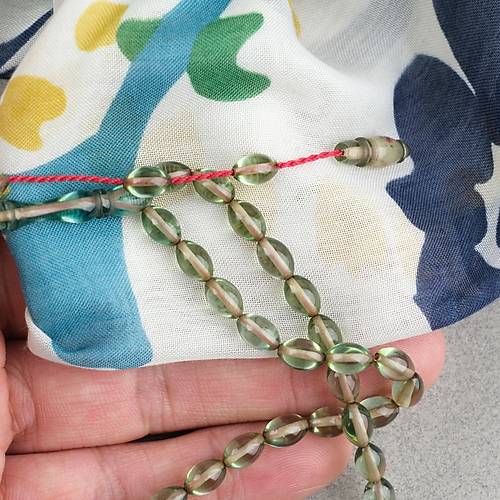 S�kma Kehribar Beyzi Kesim Sistemli Bilek Boy 5x8mm Tesbih Su Ye�ili