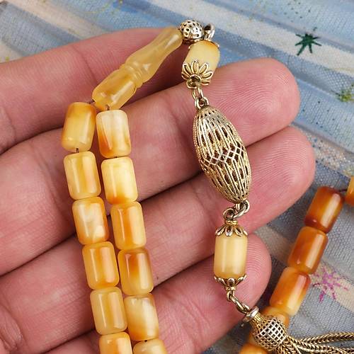 Rus Kaya Damla Kehribar 925Ayar G�m�� P�sk�l Kaps�l Kesim 6x9mm Tesbih