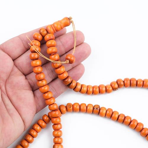 �im�ir A�ac� Boyal� Turuncu 99luk Tekerlek Kesim 10x6mm Namaz Tesbihi