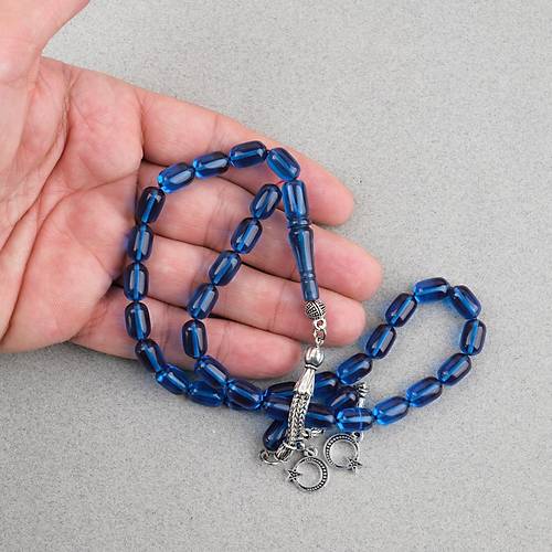 S�kma Kehribar Kaps�l Kesim Alpaka P�sk�ll� 7x11mm Tesbih