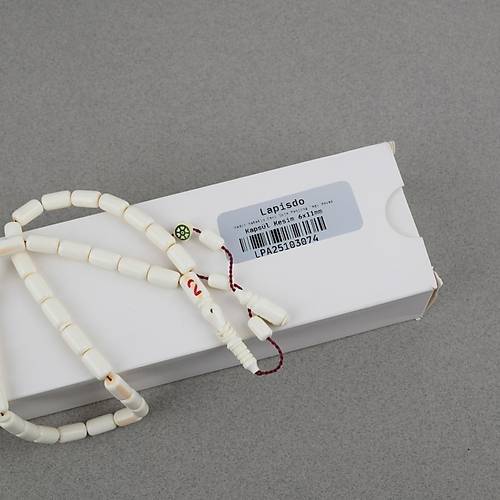 Kadim Katalin Eski Obje Mahjong Ta�� Usta ��i �mzal� Kaps�l Kesim 6x11mm Tesbih-Beyaz