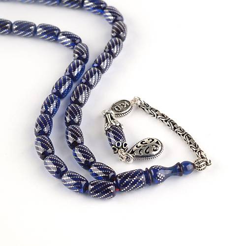 Ate Kehribar 925Ayar Gm akm ve Pskl Kapsl Kesim 7x11mm Tesbih