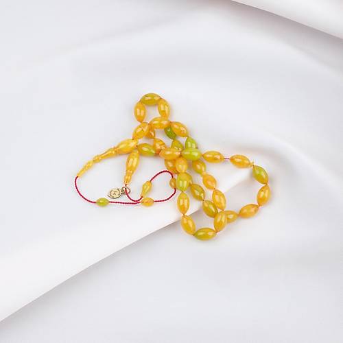 Katalin Dinlenmi� �ubuk Usta ��i �mzal� Beyzi Kesim 6x11mm Tesbih -Hareli Sar�
