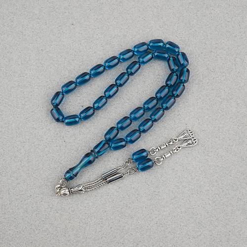 Ate� Kehribar Kaps�l Kesim Alpaka P�sk�ll� 7x11mm Tesbih Z�mr�t Ye�ili