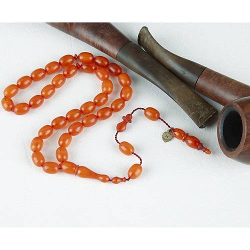 Skma Kehribar Beyzi Kesim 8x11mm Tesbih
