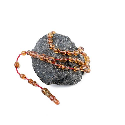 Sumatra Kaya Damla Kehribar Beyzi Kesim 8x12mm Tesbih