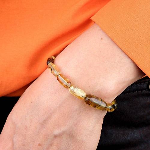 Dominik Mavi Kaya Fosil Amber Bileklik 4.8gr