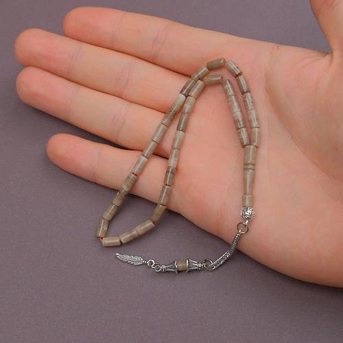 U�ak Cam� Kesme Kesim Alpaka P�sk�ll� 4x8mm Tesbih - S�tl� Kahve