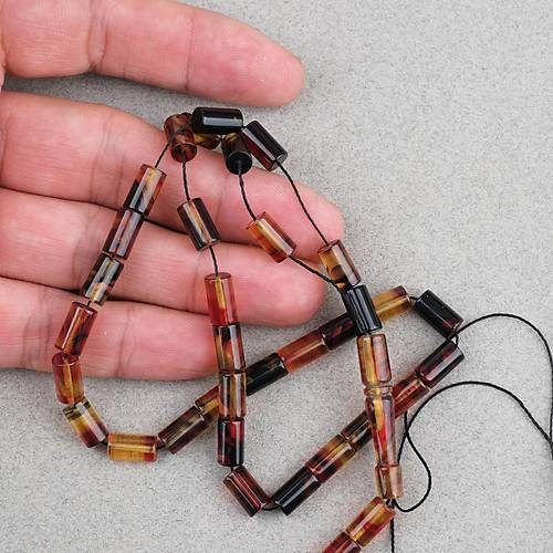 S�kma Kehribar Kesme Kesim 6x10mm Tesbih P�sk�ls�z Sar� K�rm�z�