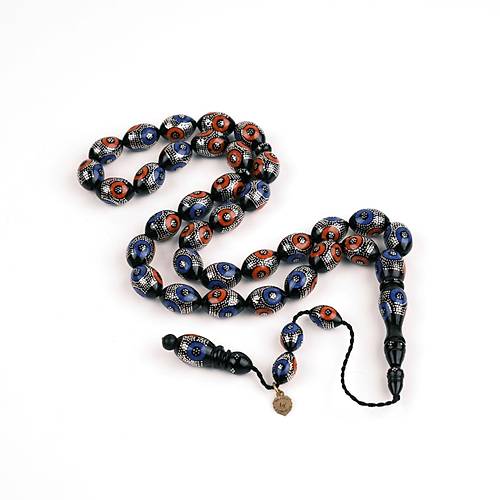 Oltu Beyzi Kesim 9.5x13.5mm Tesbih - Kahve - Mine/Gm akm El i