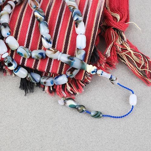 Arizona Katalin Sistemli Kaps�l Kesim 8x12mm Tesbih - Mavi Beyaz