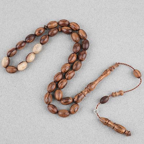 Abanoz Aac Kahverengi Badem Kesim 8x13mm Tesbih