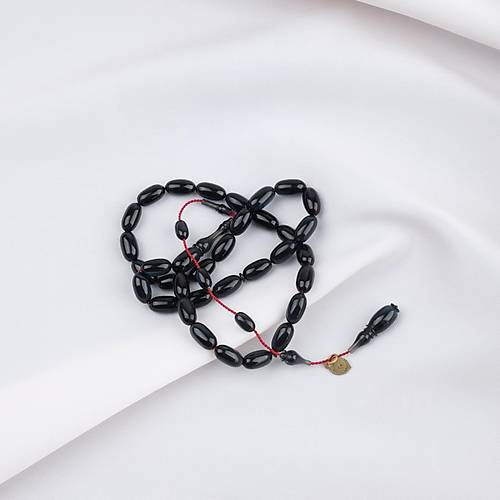 Katalin �ubuk Dinlenmi� Usta ��i imzal� Arpa Kesim 5.5x11mm Tesbih - Koyu Ye�il