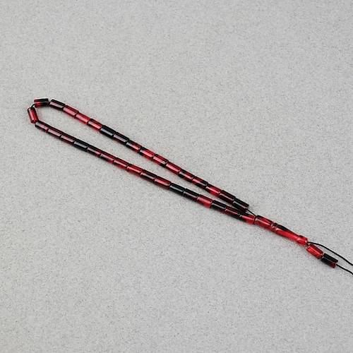 Ate� Kehribar Kesme Kesim 4x7mm Tesbih- Siyah-Bordo