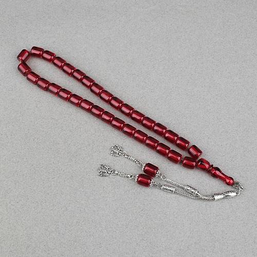 Katalin �ubuk Alpaka P�sk�ll� Kaps�l Kesim 9x12mm Tesbih - �effaf Bordo