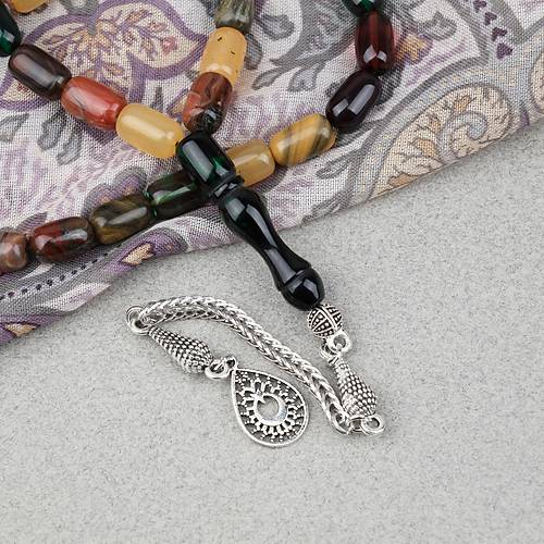 S�kma Kehribar Alpaka P�sk�ll� Kaps�l Kesim 7x11mm Tesbih- Bonibon