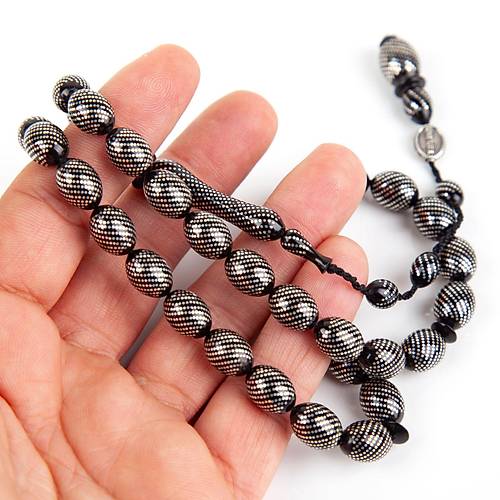 Kuka 925 Ayar Gm akm Beyzi Kesim 8.5x12.5cm Tesbih