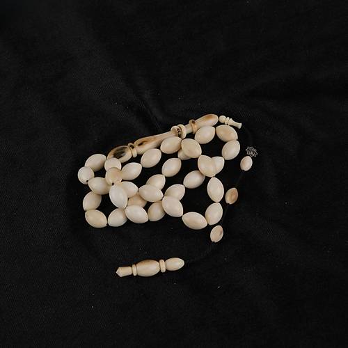 Mineli Mamut Dii (Tusk) Beyzi Kesim 8x12mm Tesbih - Beyaz