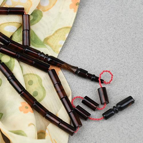 S�kma Kehribar Sistemli Kesme Kesim 5x10mm Tesbih- �effaf Siyah Yans�mal�