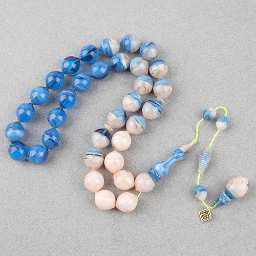 S�kma Kehribar Usta ��i �mzal� �algami Kesim 13x15mm Tesbih