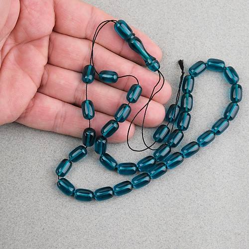 Ate� Kehribar Kaps�l Kesim 7x11mm Tesbih P�sk�ls�z Z�mr�t Ye�ili