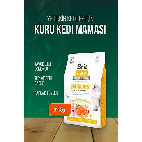 Brit Care Haircare Somonlu ve Tavuklu 7 kg Yetikin Kedi Mamas