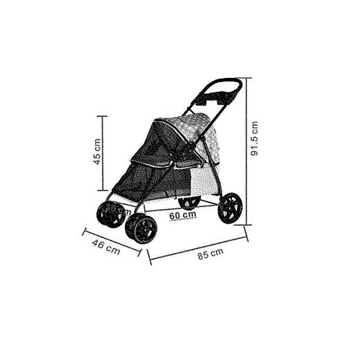 Zampa Tourist 46x85x91.5 cm Kedi & Kpek Gezdirme Arabas - Gri