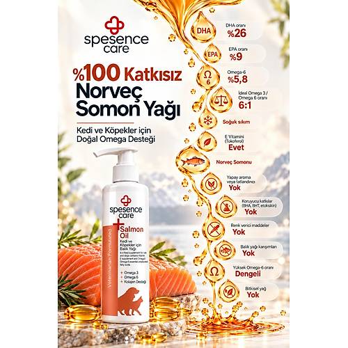Spesence Care Kedi Ve K�pekler i�in Somon Ya�� %100 do�al 250ml