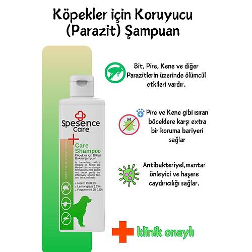 Spesence Care Kedi ve Kpekler in Bit,Pire,Kene ve Parazit ampuan 250ml