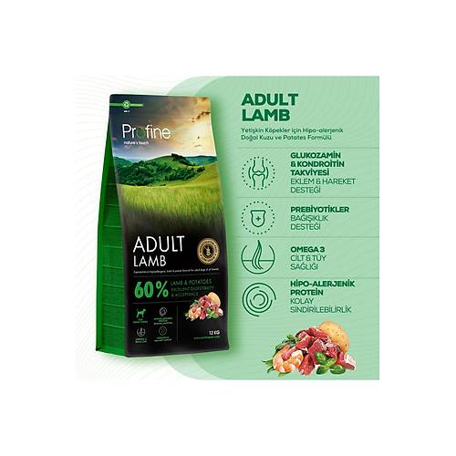 Profine 12KG Gluten Free Adult Lamb Glutensiz Kuzu Etli Yetikin Kpek Mamas