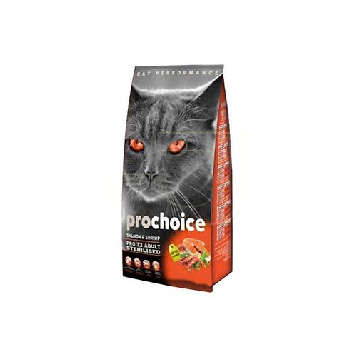 Prochoice Pro 33 Sterilised Somon ve Karidesli 15 kg Yetikin Kedi Mamas